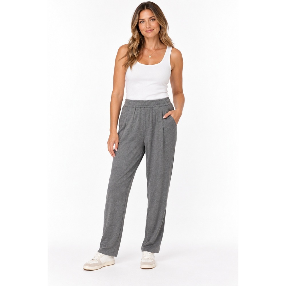 Bleusalt Point Dume Pant Tencel Blend Straight Leg Grey Minimalist Lounge Size 2